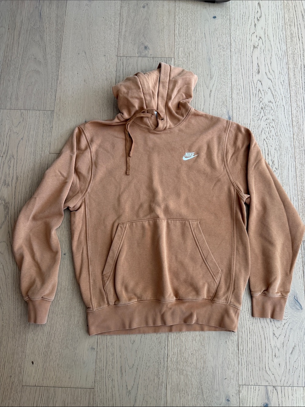 Nike Tan/Brown Pullover Hoodie with White Swoosh